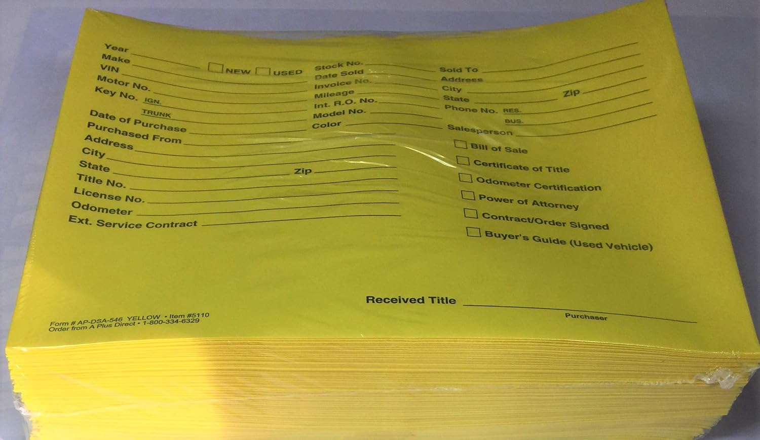 A Plus Car Dealer Jackets DSA-546 Yellow #5110 Quantity 500 (P13)