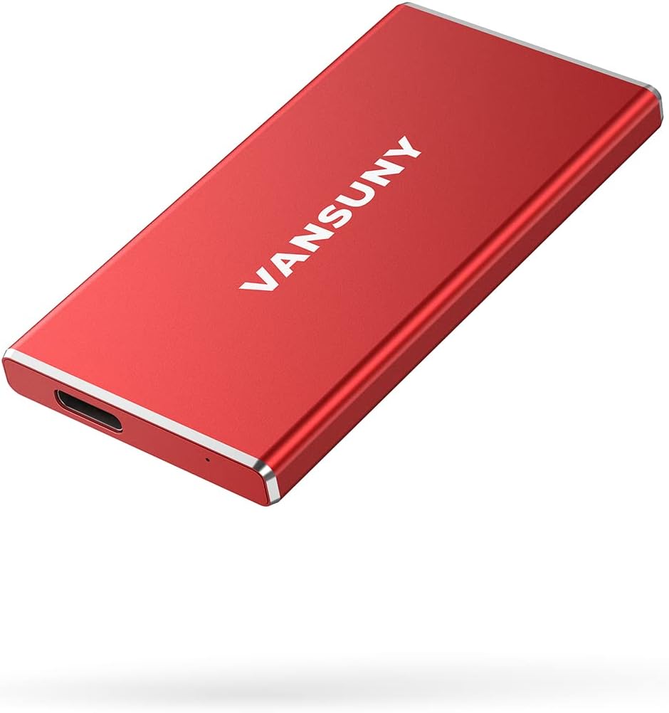 VANSUNY 500GB Portable External SSD, USB 3.1 540MB/s High-Speed Data Transfer, Metal Type-C Mini Portable External Solid State Drive for PC, Laptop, Phones and More (500GB, Red) Pack of 2