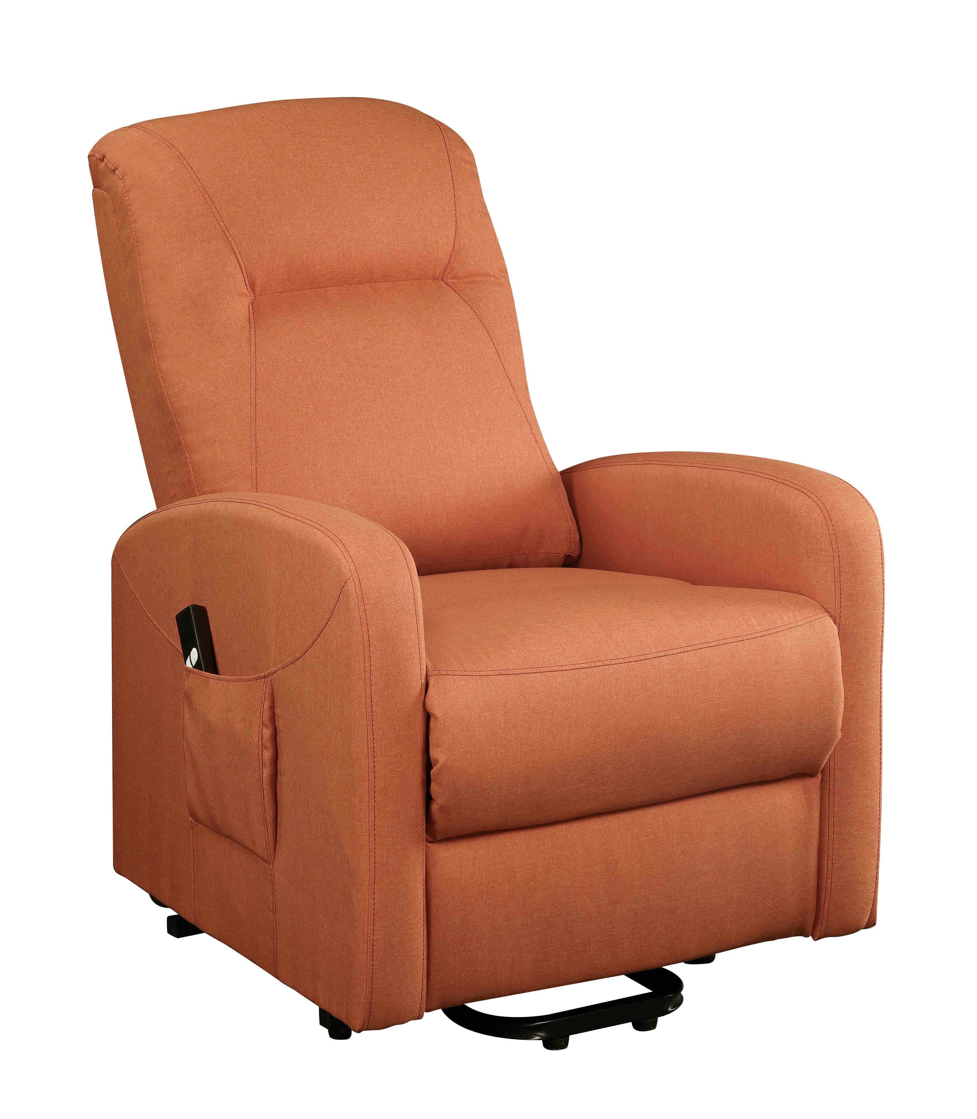 Acme Kasia Recliner with Power Lift in Orange Linen