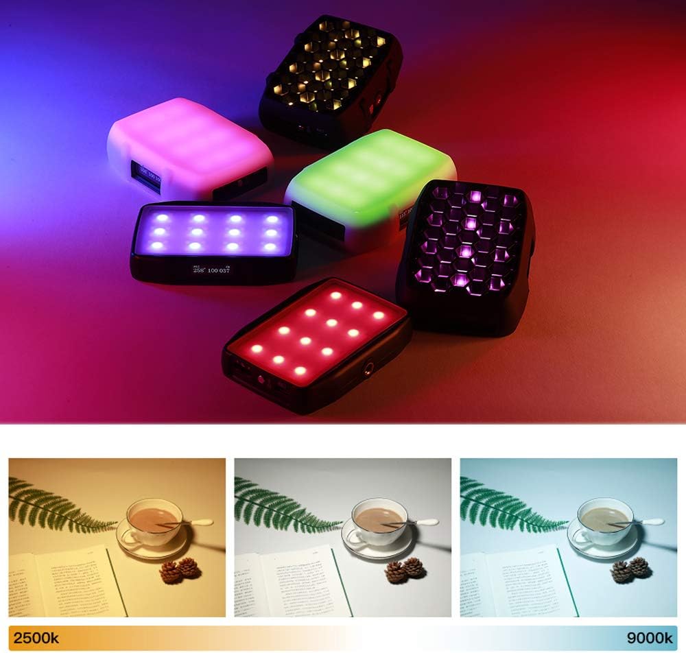 Falcon Eyes F7 Mini 5W RGB Pocket On Camera Light with LEE/Rosco Mode, Color Temperature 2500-9000K, Adjustable 0-100% Stepless Dimming RGB Led Video Light Pack of 2