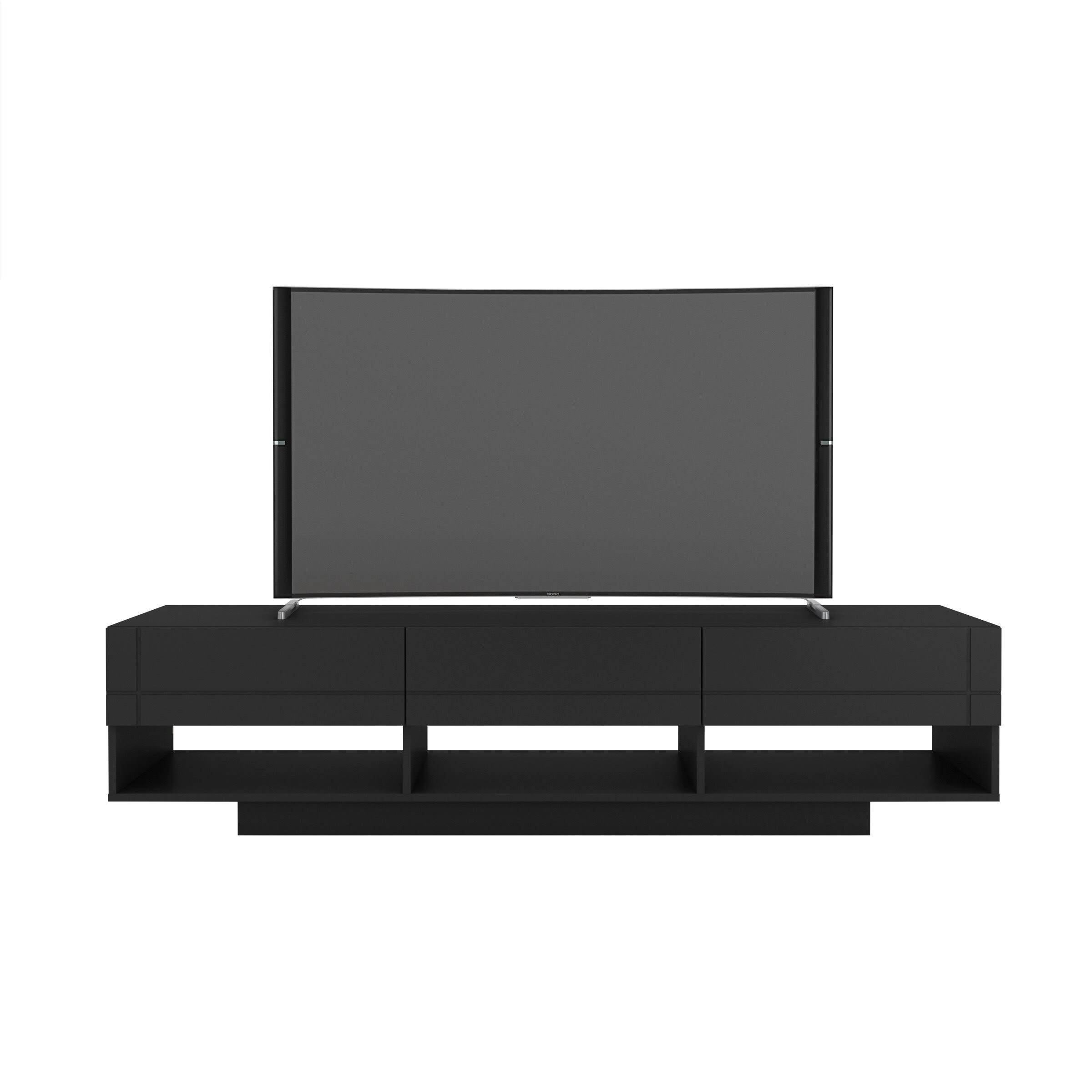 Nexera 105406 Stereo TV Stand 72 inch 3 Drawers Black