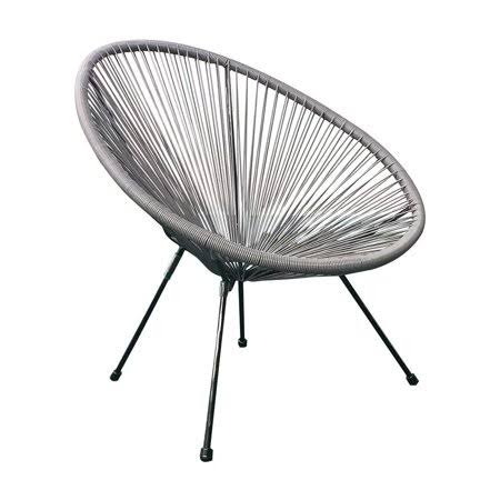 Acapulco Sun Oval Outdoor Patio Chair All-Weather Patio Indoor Outdoor Acapulco Weave Lounge Chair,3 Piece Set, Gray by e-joy, S