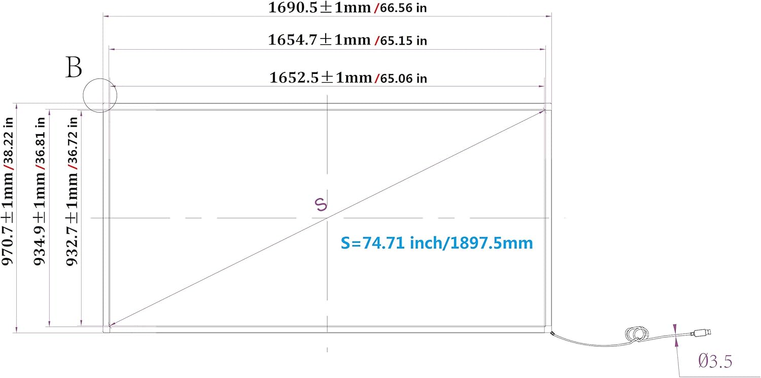 Deyowo 75 Inch Interactive 10 Points Infrared IR Touch Screen Overlay Frame Free Driver
