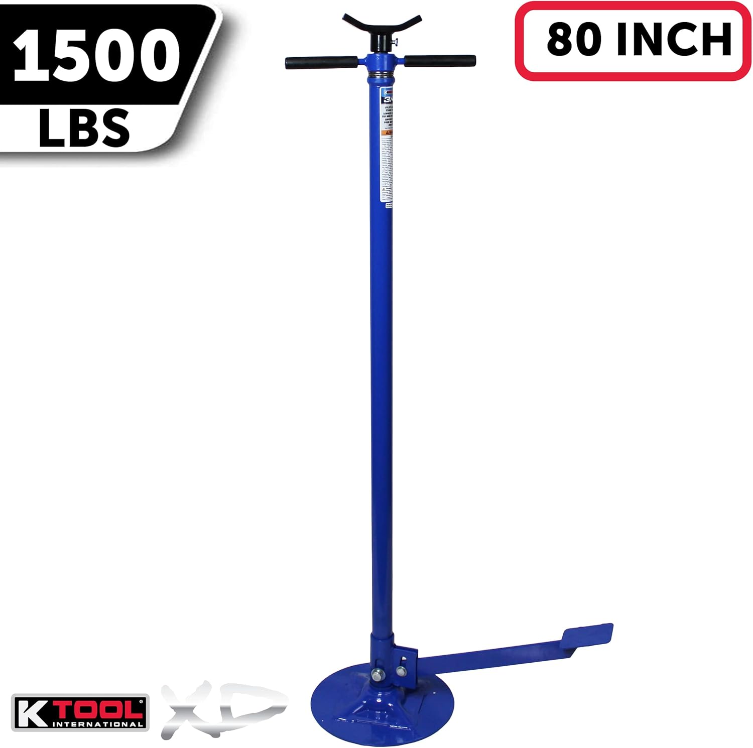 K Tool International XD Underhoist Pole Jack Support Stand with Foot Pedal 3/4 Ton, Range 53 1/2
