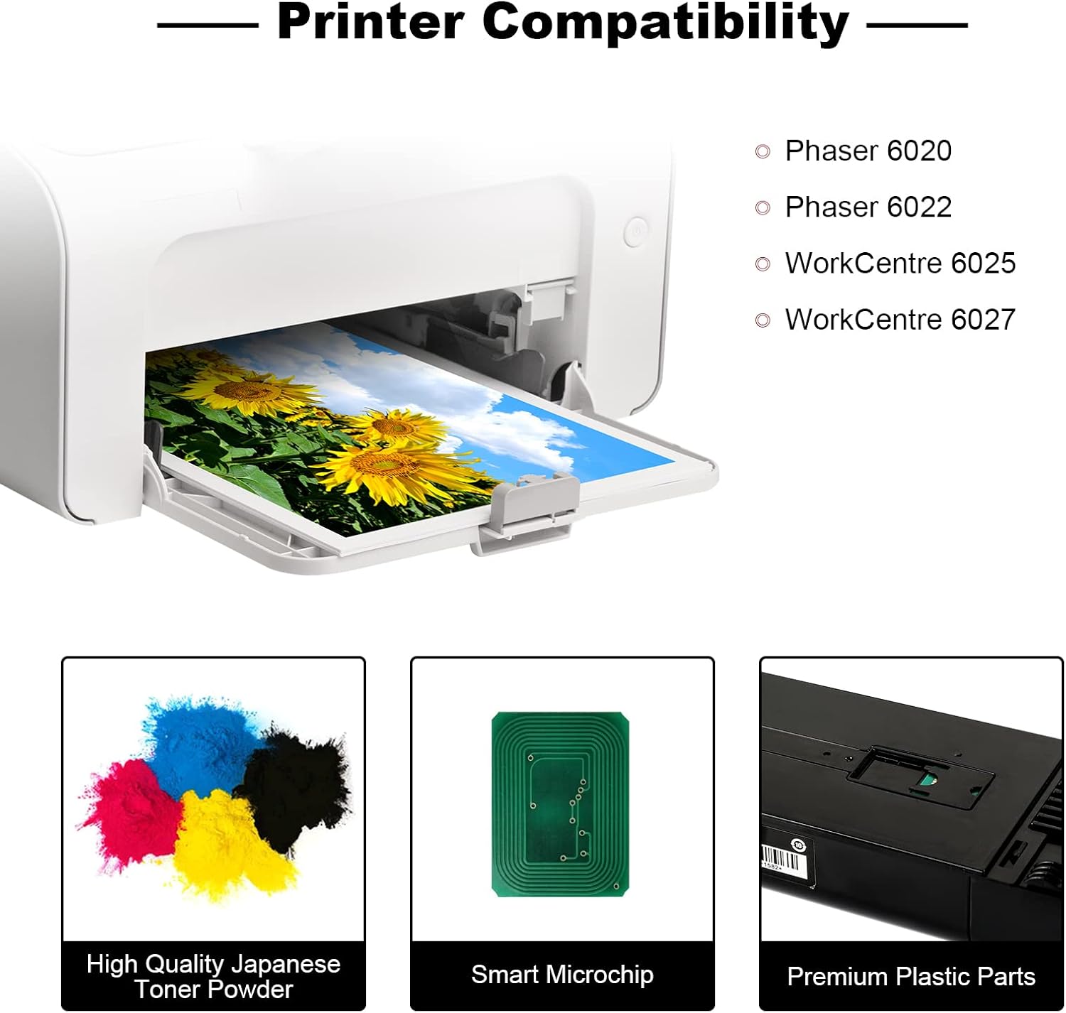 Remanufactured Toner Cartridge Compatible with Xerox WorkCentre 6027 6025 Phaser 6022 6020 Toner (Black 106R02759, Cyan 106R02756,Magenta 106R02757,Yellow 106R02758)-4 Pack by W-Print Pack of 2