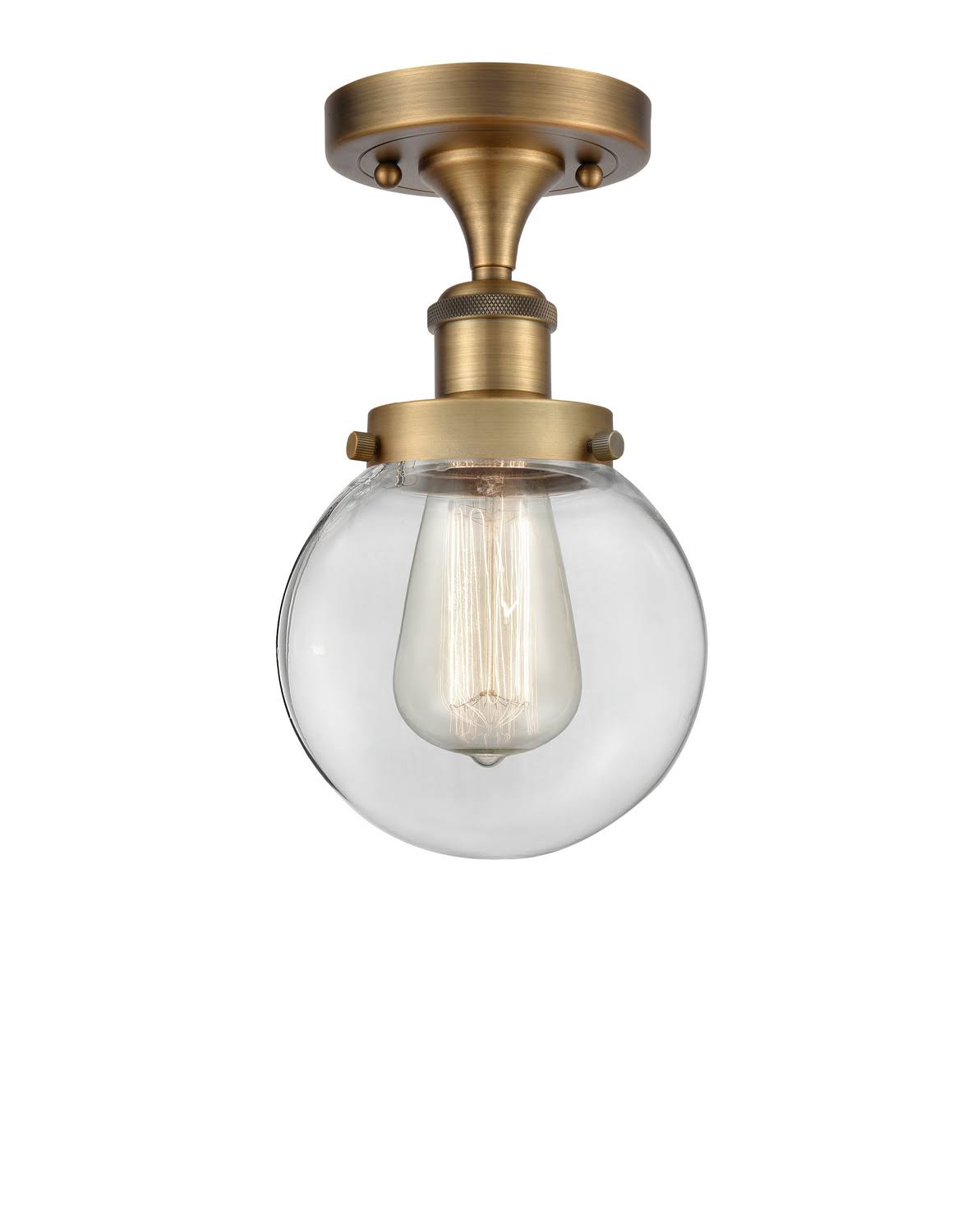 Innovations 916-1C-BB-G202-6-LED Beacon 1 Light 6 inch Semi-Flush Mount in Brushed Brass