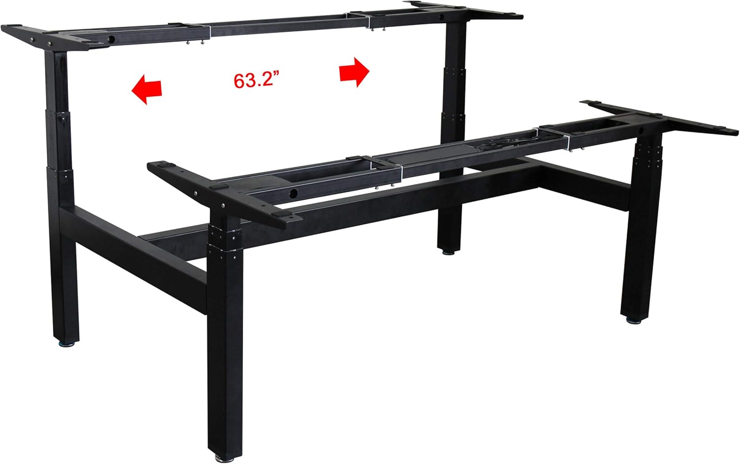 Caesar Hardware Double Working Electric Adjustable Height Sit Stand 3-Stage Extended Range Frame with Memory Preset-Desk Top Not Included (Black)