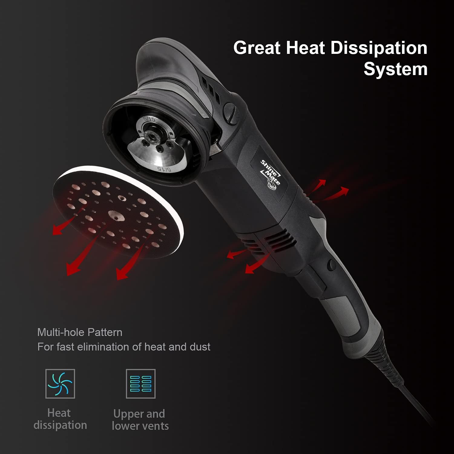 ShineMate Dual Action Polisher for Car Detailing 6 Inch, Corded Wax Random Orbital Polisher with 4 Polish Pads, Variable Speed Buffer Polisher (6 Inch)