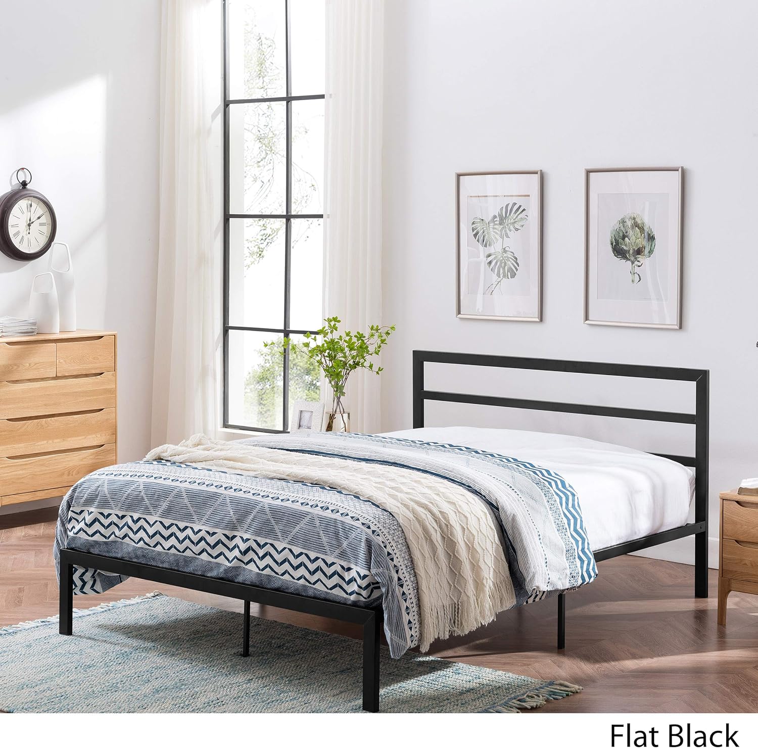 Christopher Knight Home Jones Queen-Size Bed Frame Modern Contemporary Flat Black