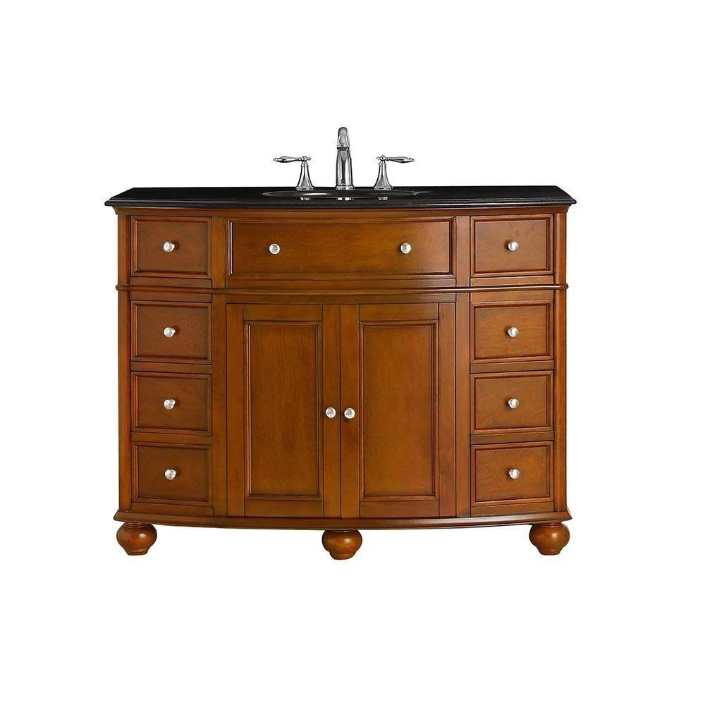 Home Decorators Collection Hampton Harbor 45 in. W x 22 in. D Vanity in Sequoia with Granite Vanity Top in Black with White Sink