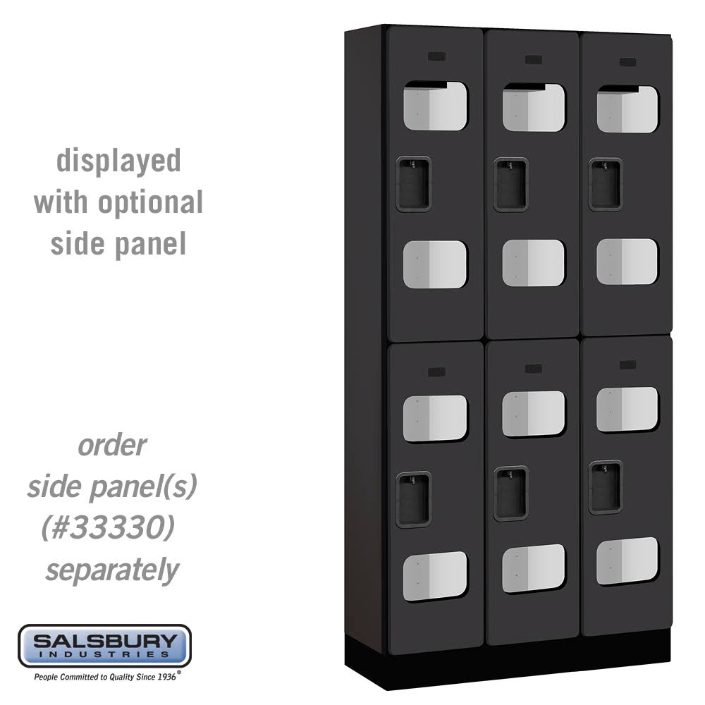 See-Through Designer Wood Locker - Double Tier - 3 Wide - 6 Feet High - 15 Inches Deep - Black