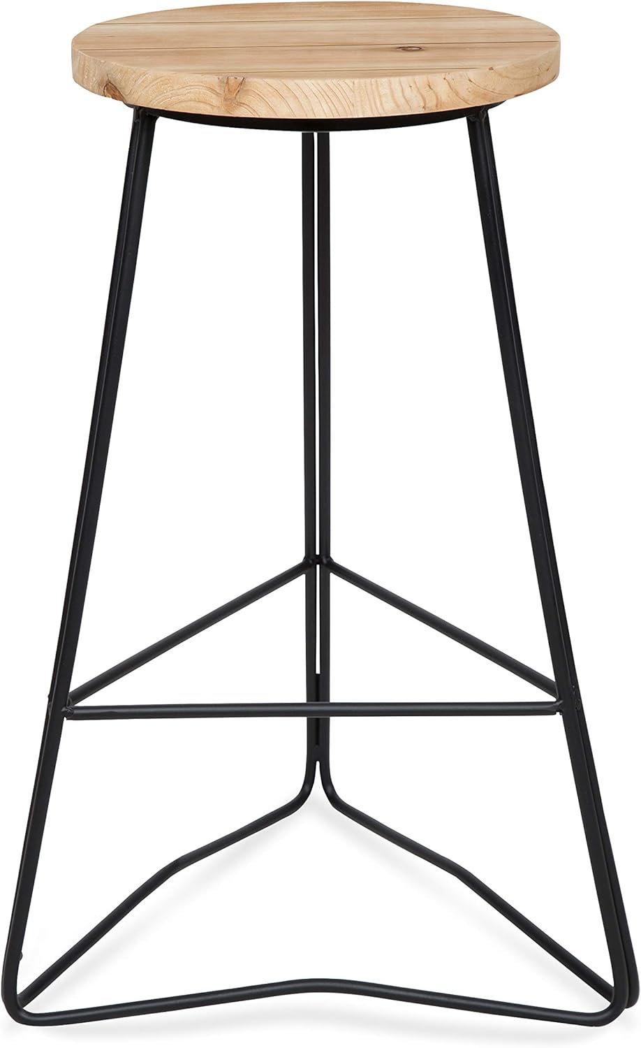 Kate and Laurel Godwin Backless Modern Counter Height Bar Stool, 25-Inch, Gold Metal Base with Natural Wood Finish Seat