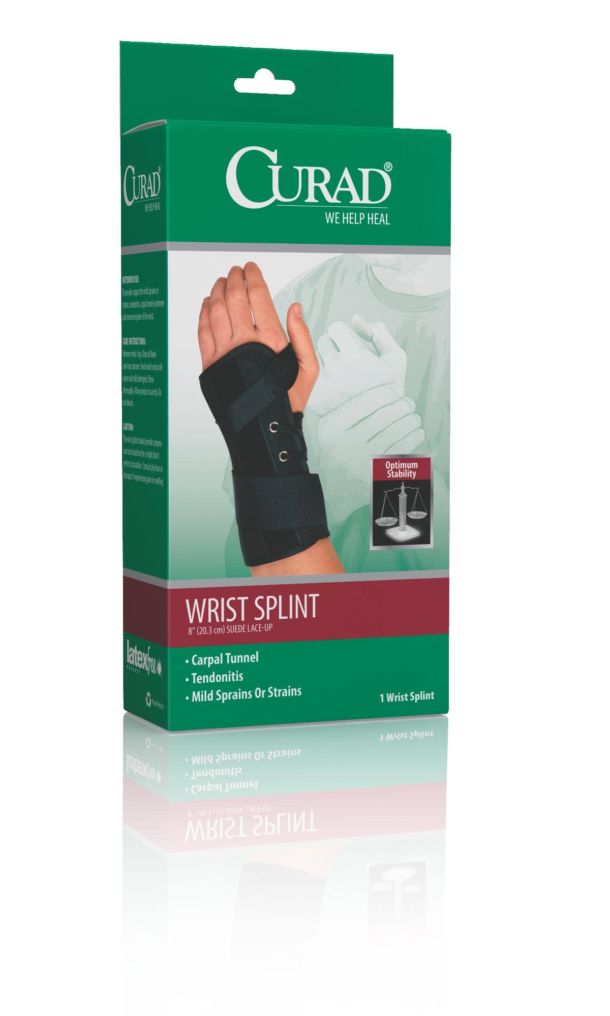 Curad Lace-Up Wrist Splint, Small, Left, 4/Case
