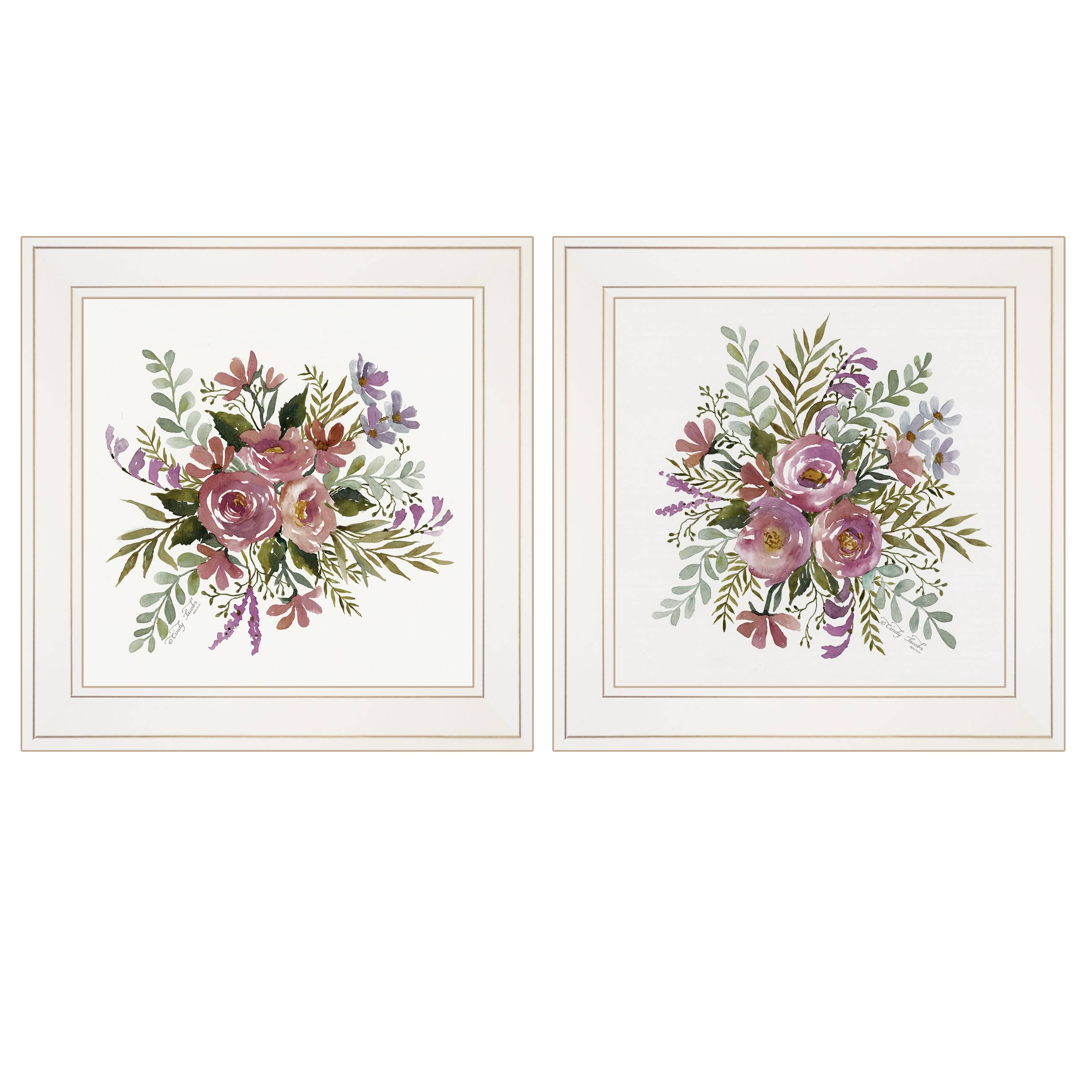 Floral Spray I u0026 II 2-Piece Vignette by Cindy Jacobs White Frame