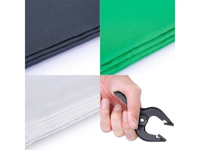 Neewer 8.5ft x 10ft/2.6M x 3M Background Stand Support System with 6ft x 9ft/1.8M x 2.8m Backdrop(White,Black,Green)for Portrait