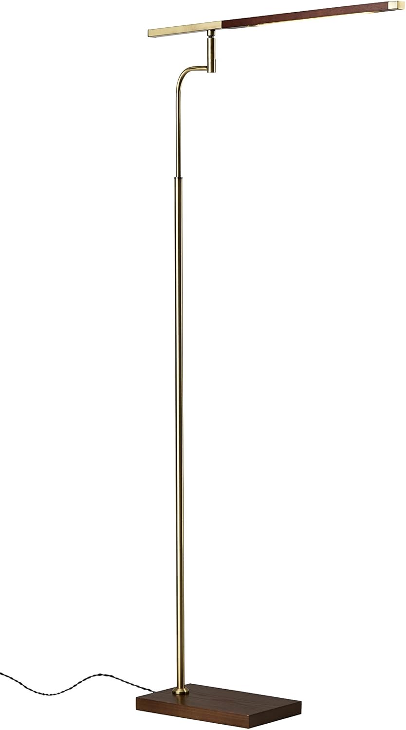 Adesso Home 3047-15 Transitional LED Floor Lamp from Barrett Collection, 18.00 inches, Walnut Finished Ash Wood W. Antique Brass Accents