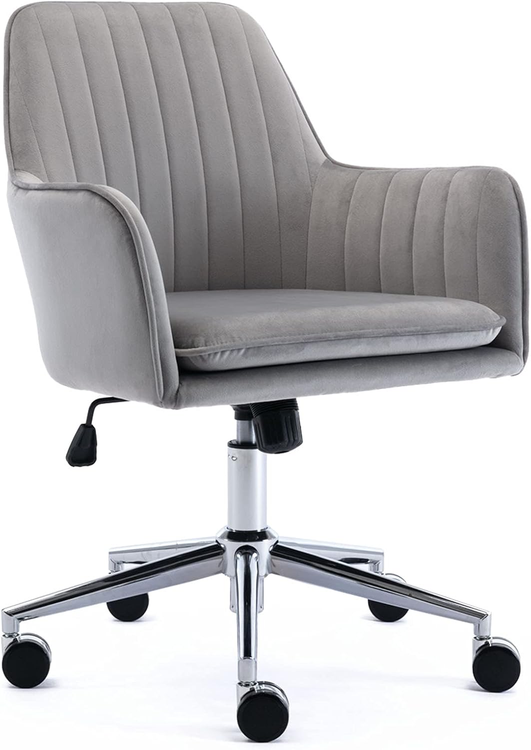 ARDICO Home Office Chair with Middle Back, Modern Design Velvet Desk Task Chair with Arms in Study Bedroom (Pink)