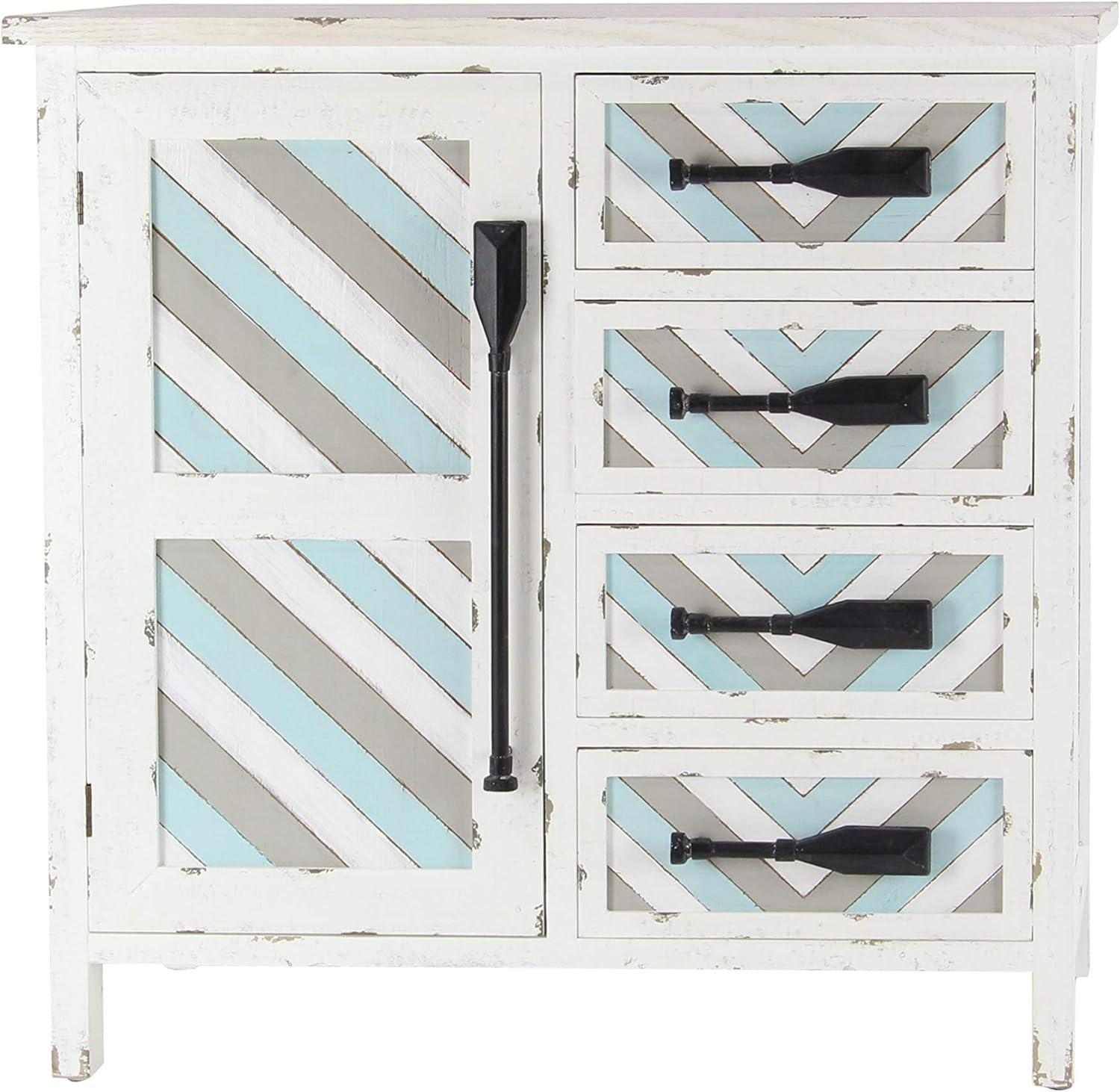 Deco 79 Coastal Chinese Fir Wood Chest Storage Drawers, Accent Side Cabinet, Sideboard Home Office Living Room Entryway, 33