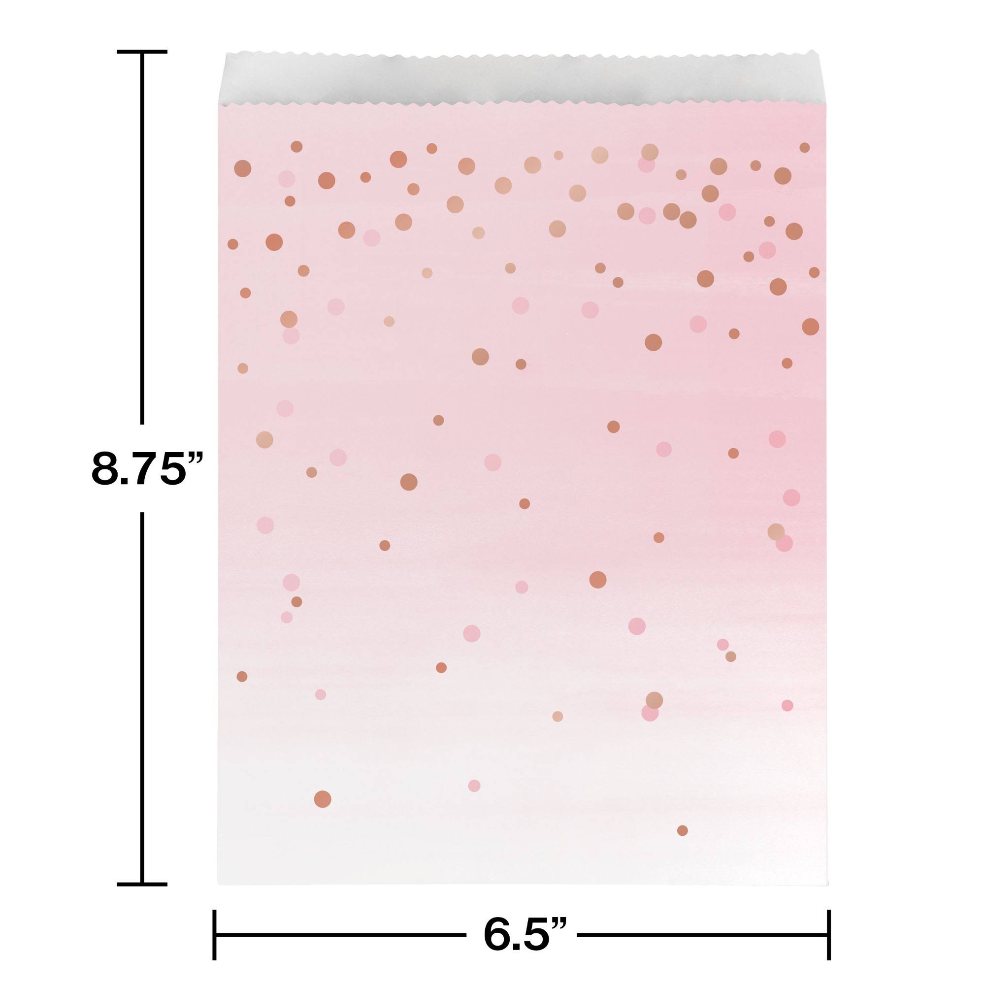 Club Pack of 120 Pink and Brown Polka Dotted Large Treat Bags 8.75x22