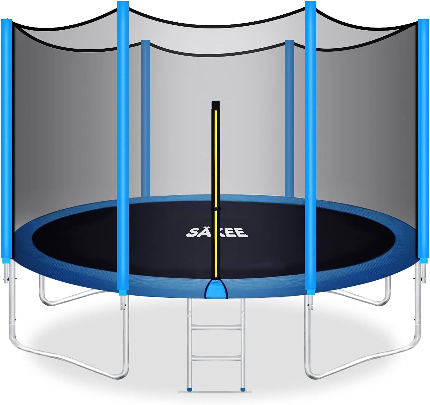 S&Auml;KEE Trampoline with Safety Enclosure Net for Kids Adults Wind Stakes Ladder Accessories Outdoor Backyard Round Recreational Large Trampolines with Cover Pad Mat 15 14 12 10 8 ft