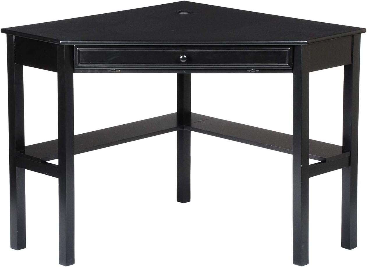 SEI Furniture Space Saving Corner Computer Slide Out Keyboard Tray Desk, Black