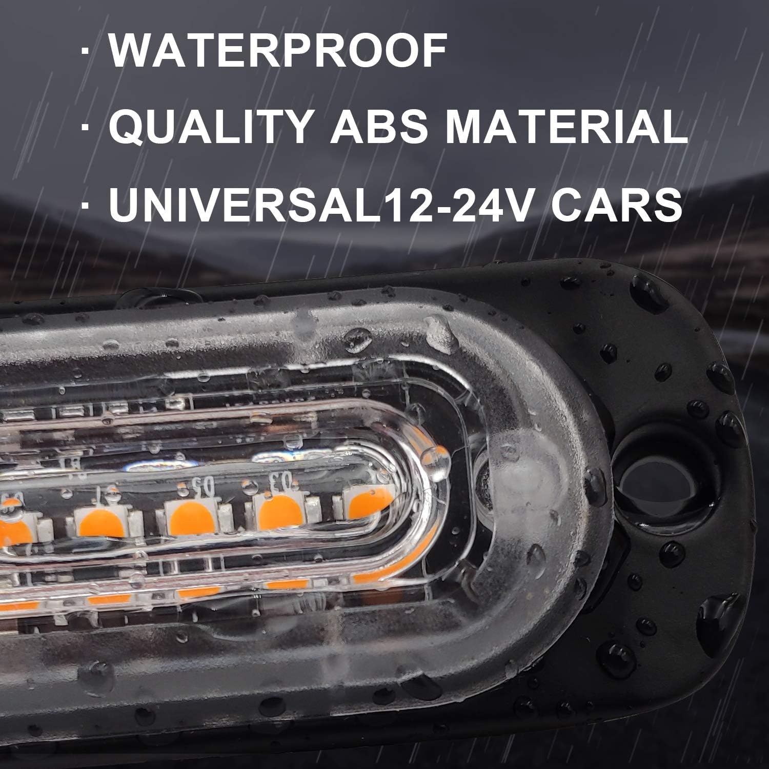 Led Emergency Strobe Lights for Truck Vehicle ATVs Universal Surface Mount Amber/White Emergency Warning Hazard Flashing Strobe Light Bar for Off Road (10PCS)