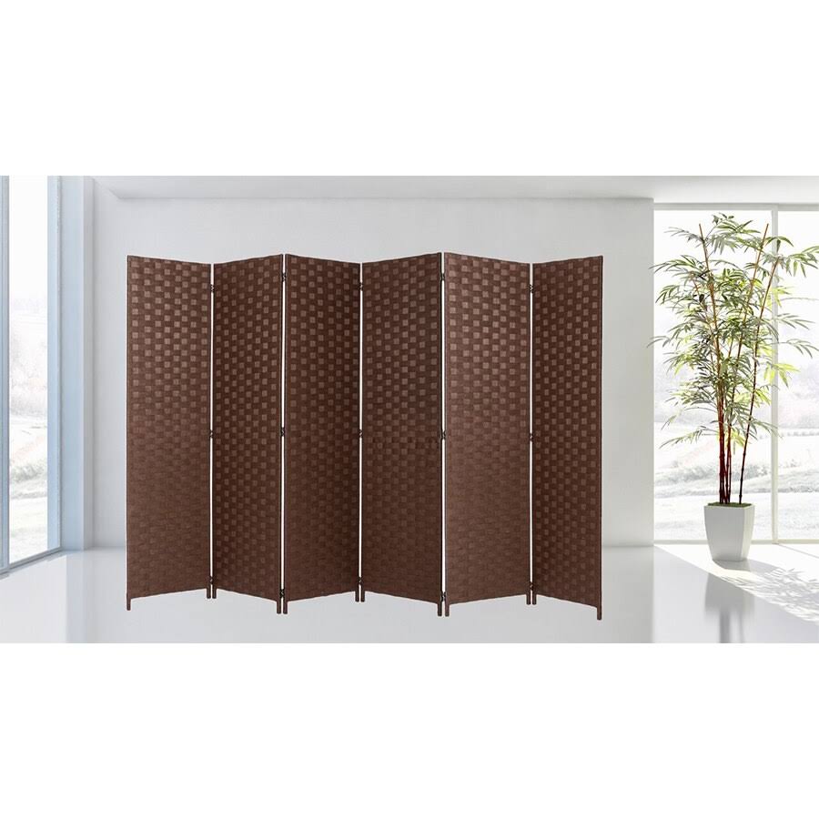 Room Divider 6 Panel Weave Design Fiber Brown Color by Legacy Decor