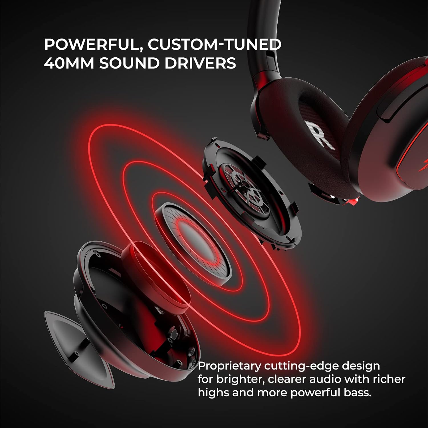 HONSENN Bluetooth Wireless Gaming Headset with Microphone-Spatial Surround Sound-Bendable Noise Canceling Mic-Comfortable Foam Ear Cushions-PC, Mobile, PS-Compatible with All 3.5mm Audio Jack Devices