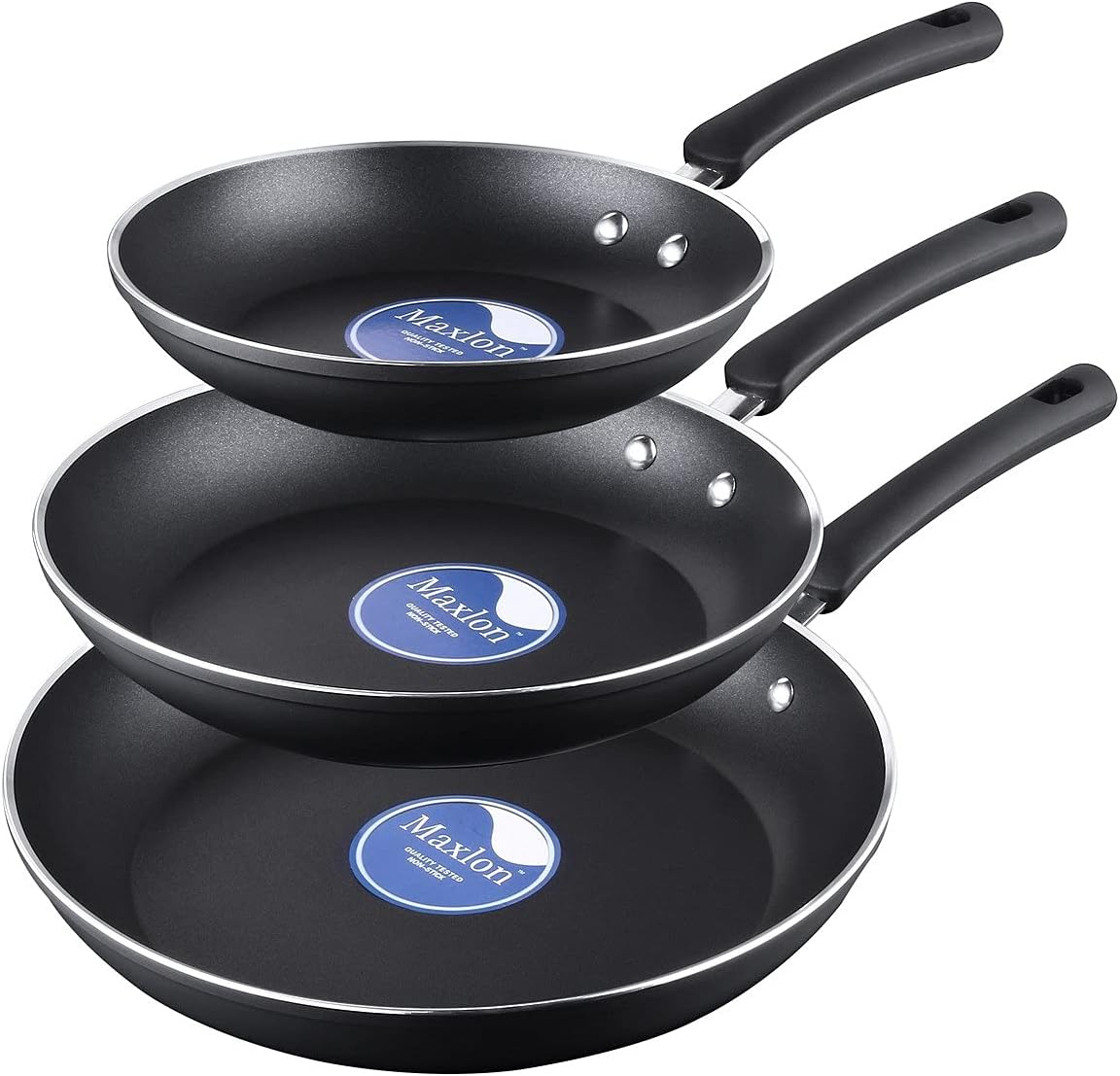 COOKSMARK Nonstick Frying Pan Set Skillet Set 8 9.5 and 11-Inch Frying Pans Nonstick Pan Black