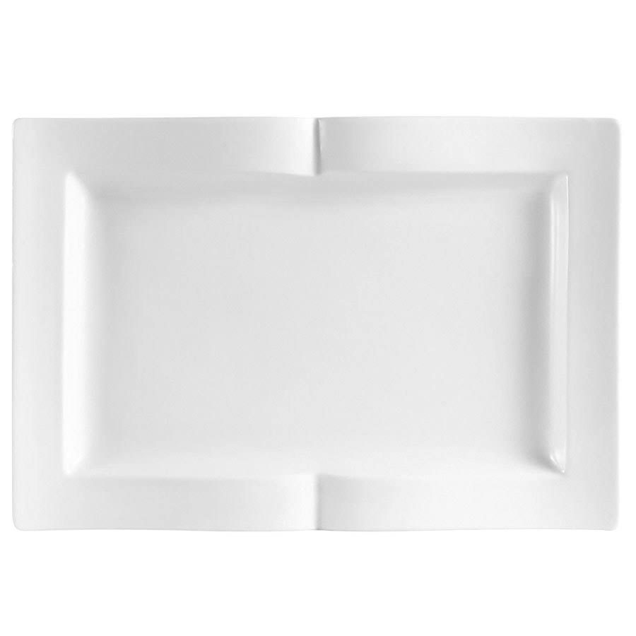 CAC China GBK-13 12-Inch by 8-1/8-Inch Goldbook Porcelain Rectangular Platter, White, Box of 12