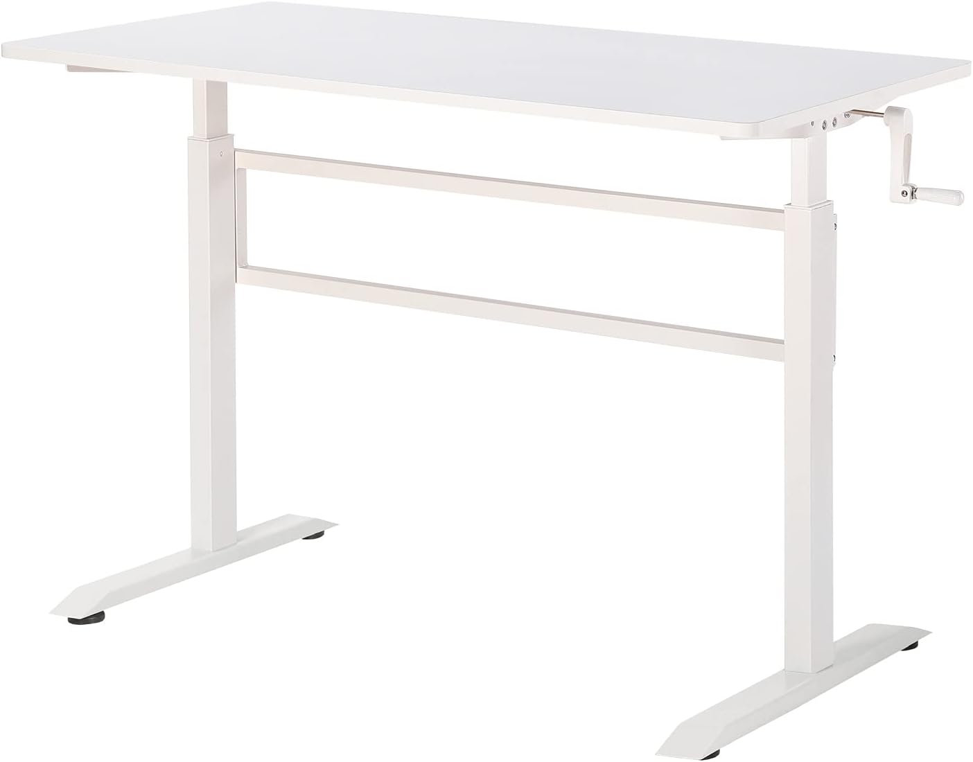 UNICOO - Crank Adjustable Height Standing Desk, Adjustable Sit to Stand up Desk,Home Office Computer Table, Height Adjustable Writing Desk, Study Table (Teak Top/Black Legs - SYK01)