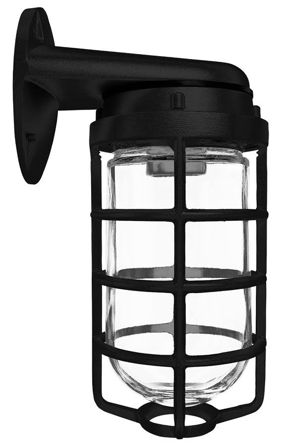 RAB Vaporproof 100 Wall Bracket Black with Glass Globe Cast Guard (VBR100DGB)