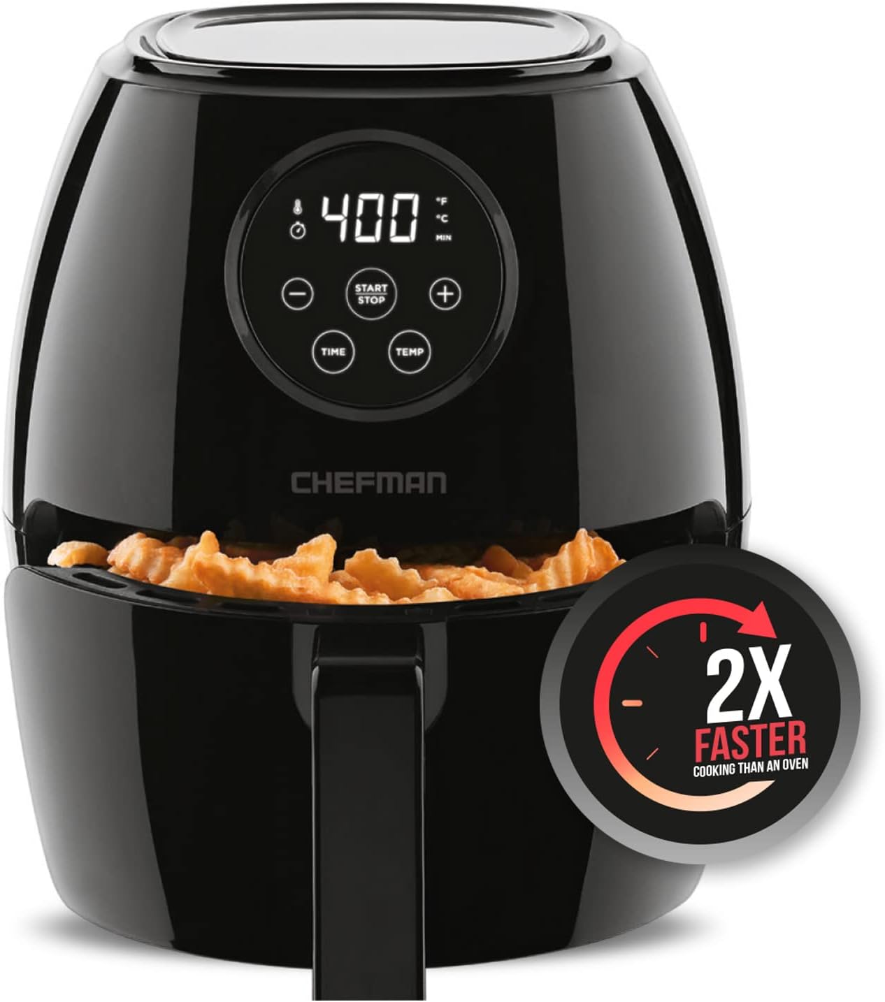 CHEFMAN Small Air Fryer Healthy Cooking, 3.6 Qt, Nonstick, User Friendly and Dual Control Temperature, w/ 60 Minute Timer & Auto Shutoff, Dishwasher Safe Basket, Matte Black, Cookbook Included Pack of 2