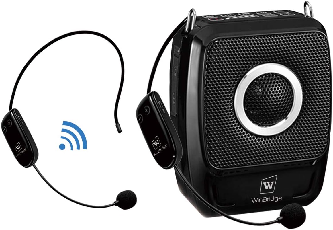 WinBridge Voice Amplifier with Two Wireless Headset Microphones, 25W Portable PA System, Bluetooth Speaker and Microphone for Teachers, Presentation, Meeting, Promotions and Outdoors S92 Plus