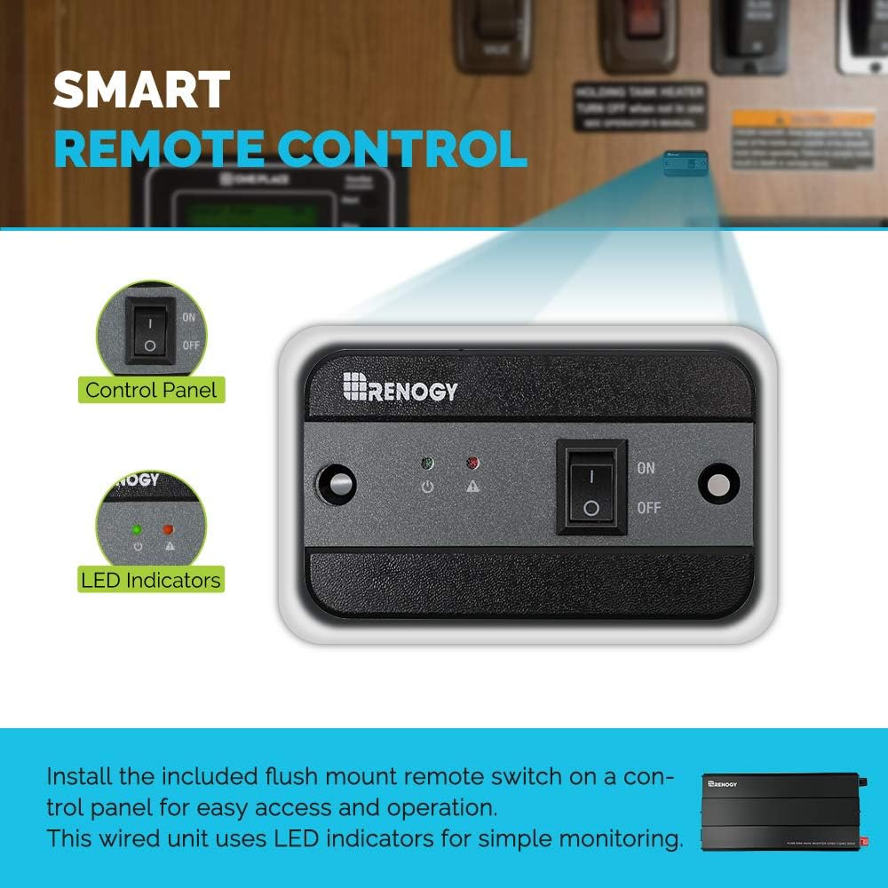 Renogy 3000W 12V Pure Sine Wave Inverter 3000 Watt Solar Power Battery Converter 12VDC to 120Vac ETL Listed