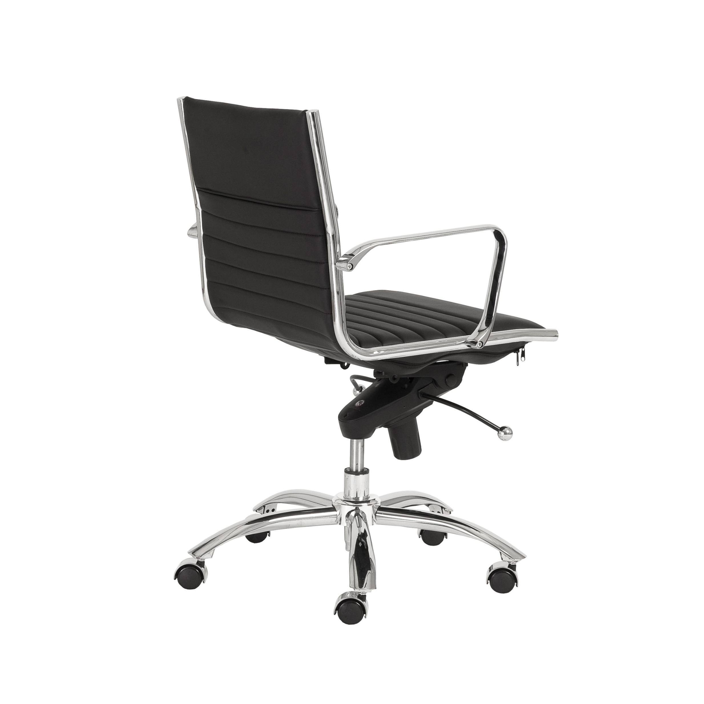 27.01x22 x 25.04x22 x 38x22 Low Back Office Chair in Black with Chromed Steel Base