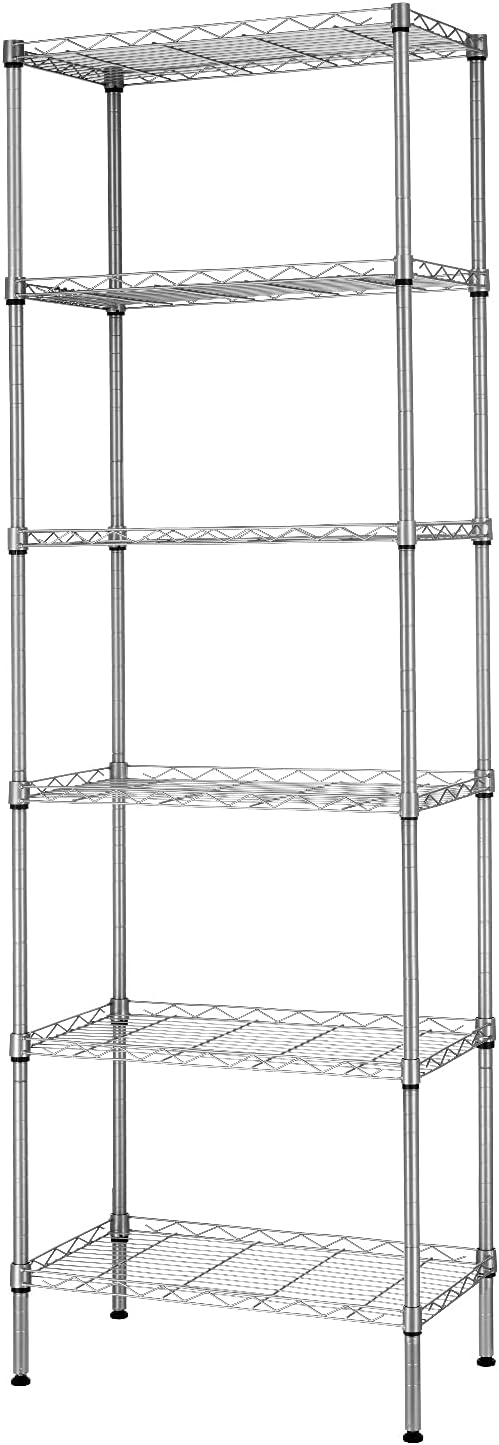 SINGAYE 6-Shelf Storage Shelf Wire Shelving Unit Metal Shelves Unit Storage Adjustable, Standing Shelf Units with PP Liner 21.25
