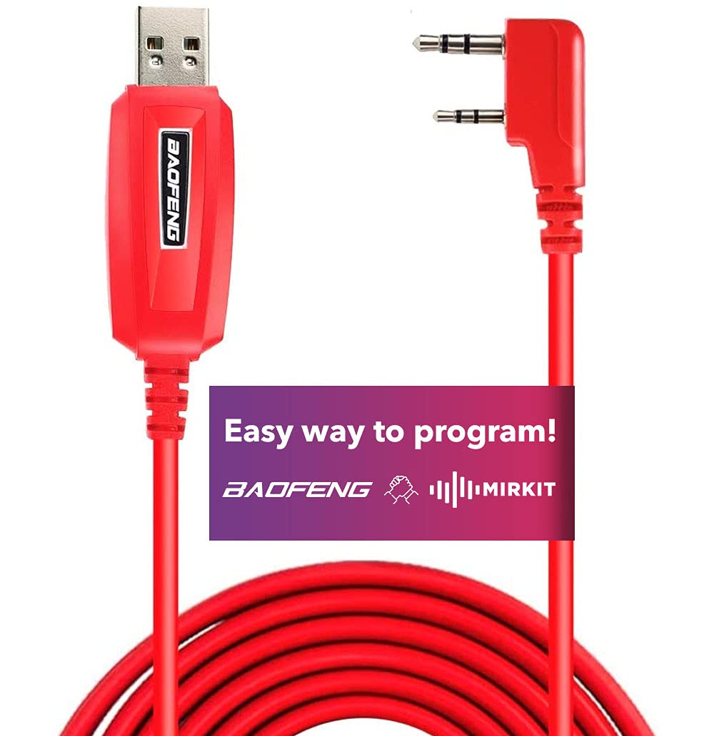 Baofeng Programming Cable for BAOFENG UV-5R/5RA/5R Plus/5RE, UV3R Plus, BF-888S, 5R EX, 5RX3, GA-2S, UV-82 (39 inch Mirkit Red, Version 2022, This one Works!) Pack of 2