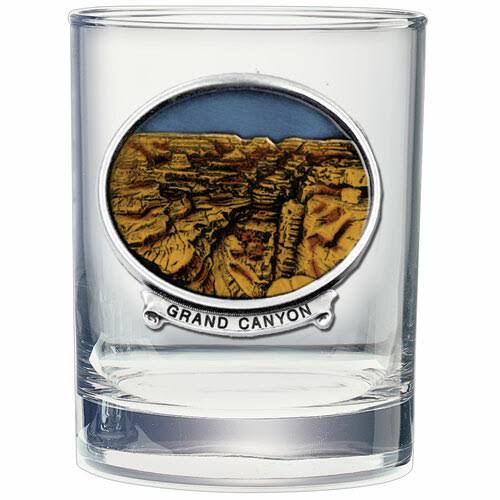 Grand Canyon Pewter Accent Double Old Fashion Glasses, Set of 2