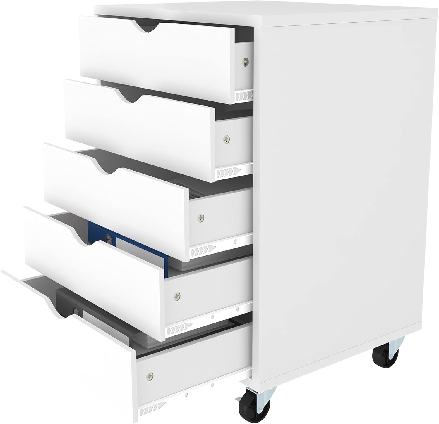 YITAHOME 5 Drawer Chest, Mobile File Cabinet with Wheels, Home Office Storage Dresser Cabinet, Black