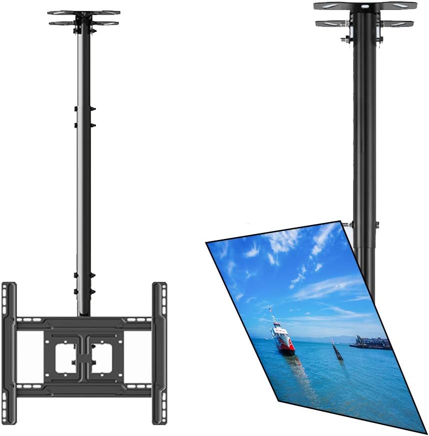 TV Ceiling Mount Adjustable Bracket,TV Wall Mount Bracket Fits 32-70 Inch LCD LED 4K TVs, Flat Screen Display, Adjustable Height Telescoping Tilt and Swivel, up to 150Lbs, VESA 600x400mm, Black Pack of 2