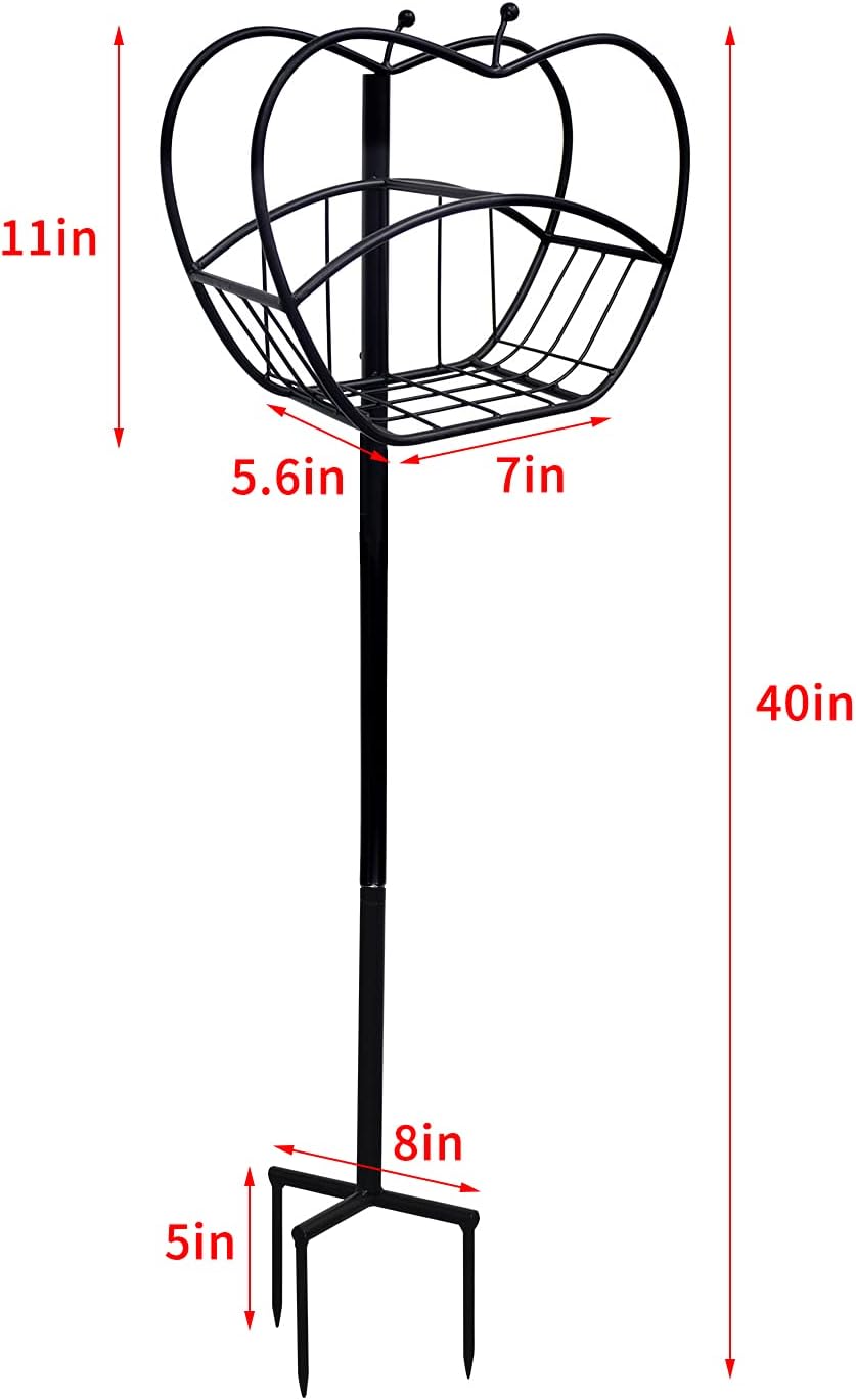 AIXIHOME Garden Hose Stand Holder, Freestanding Detachable Heavy Duty Metal Water Pipe Hose Storage Stand Rack for Outside Yard Lawn, Black Pack of 2