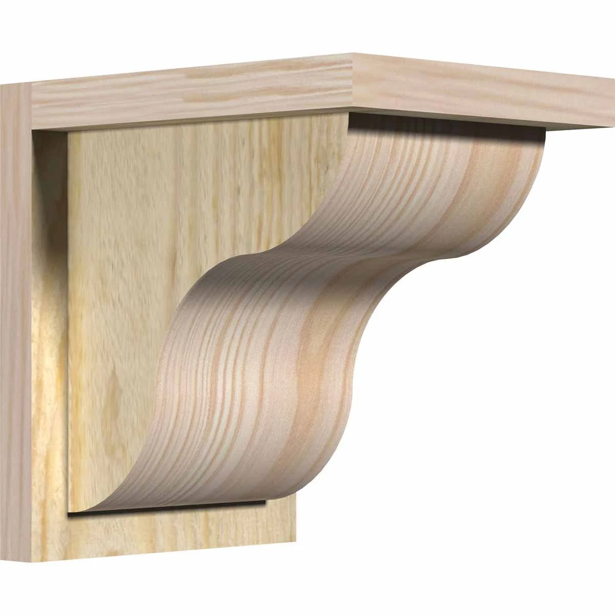 8x22W x 10x22D x 10x22H Carmel Rough Sawn Corbel w/Backplate, Douglas Fir