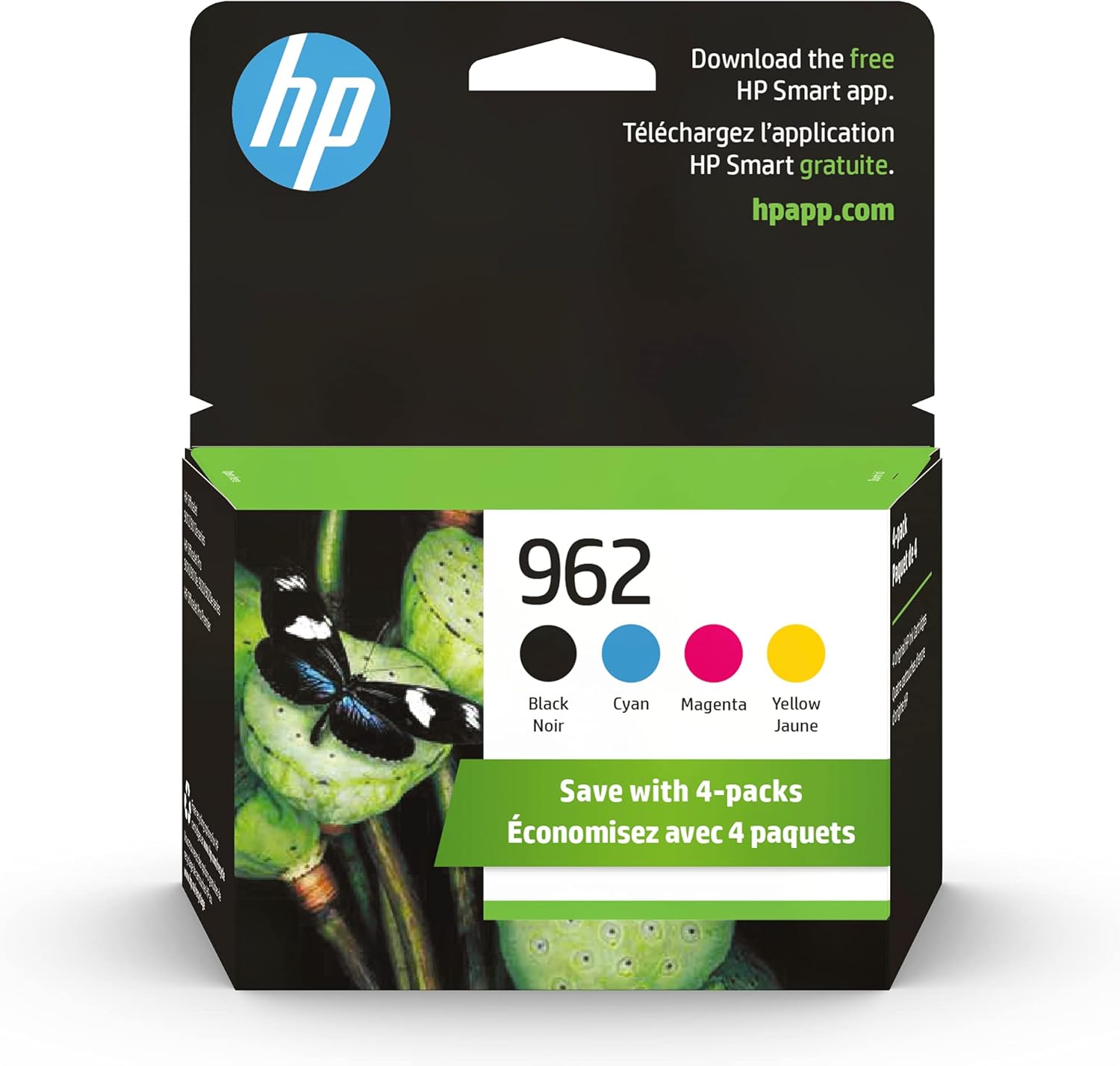 Original HP 962 Black, Cyan, Magenta, Yellow Ink Cartridges (4-pack) | Works with HP OfficeJet 9010 Series, HP OfficeJet Pro 9010, 9020 Series | Eligible for Instant Ink | 3YQ25AN