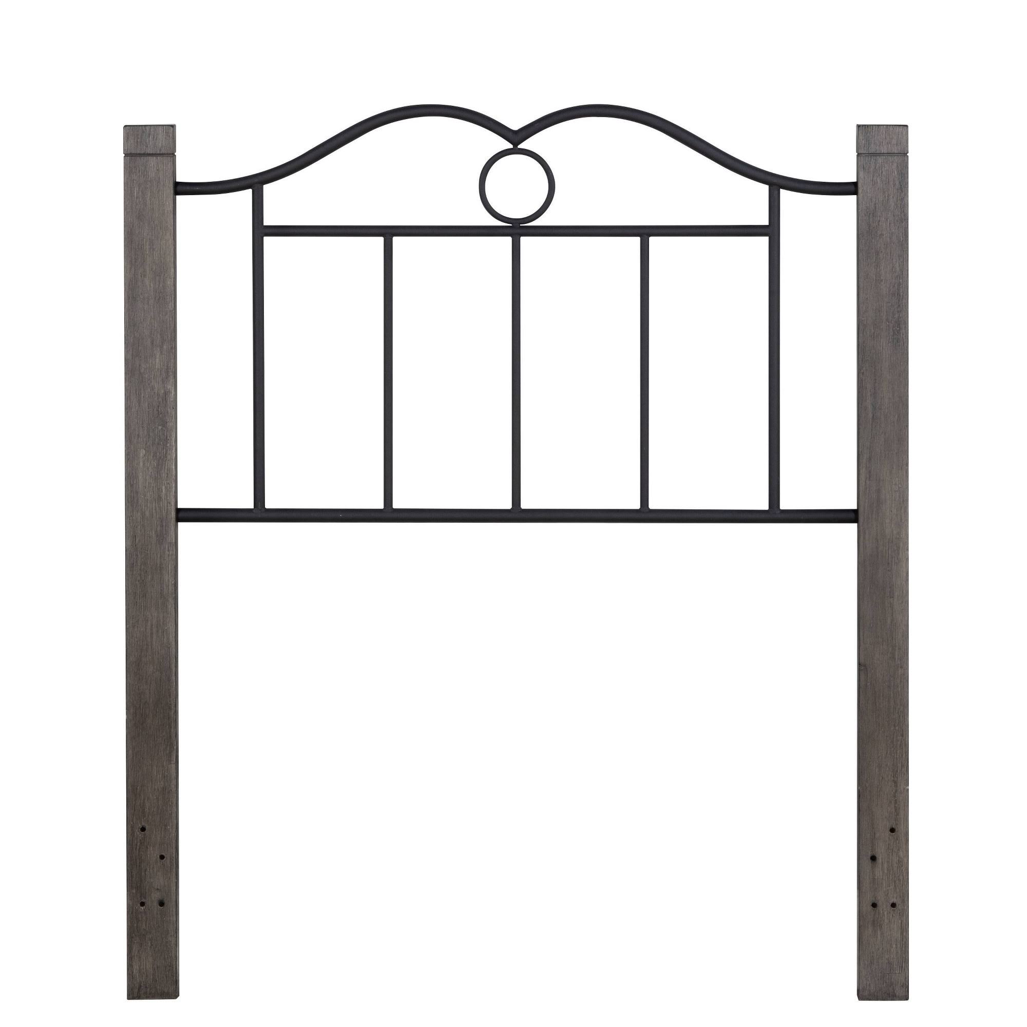 Hillsdale Furniture Metal Twin Headboard with Double Arched Scroll Design and Wood Posts, Textured Black and Brushed Charcoal