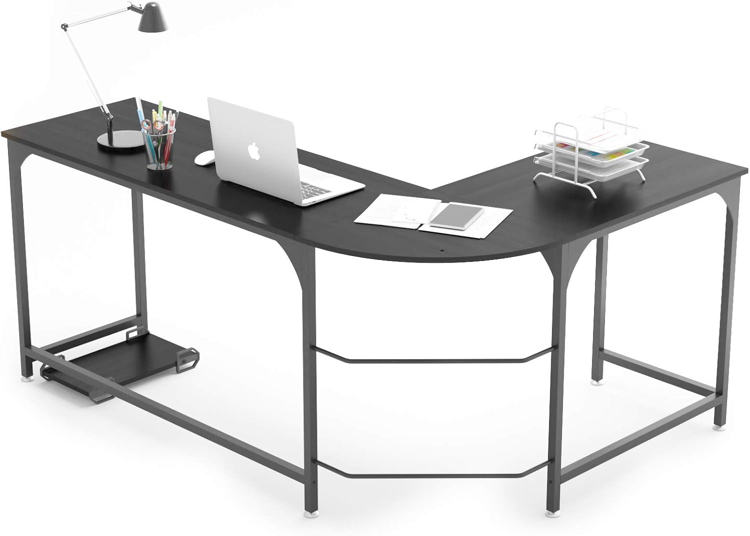 Weehom Reversible L Shaped Computer Desk, Large Corner Computer Gaming Desks for Home Office, Sturdy PC Laptop Workstation Wooden Table with Lots of Leg Room and Surface Top Space