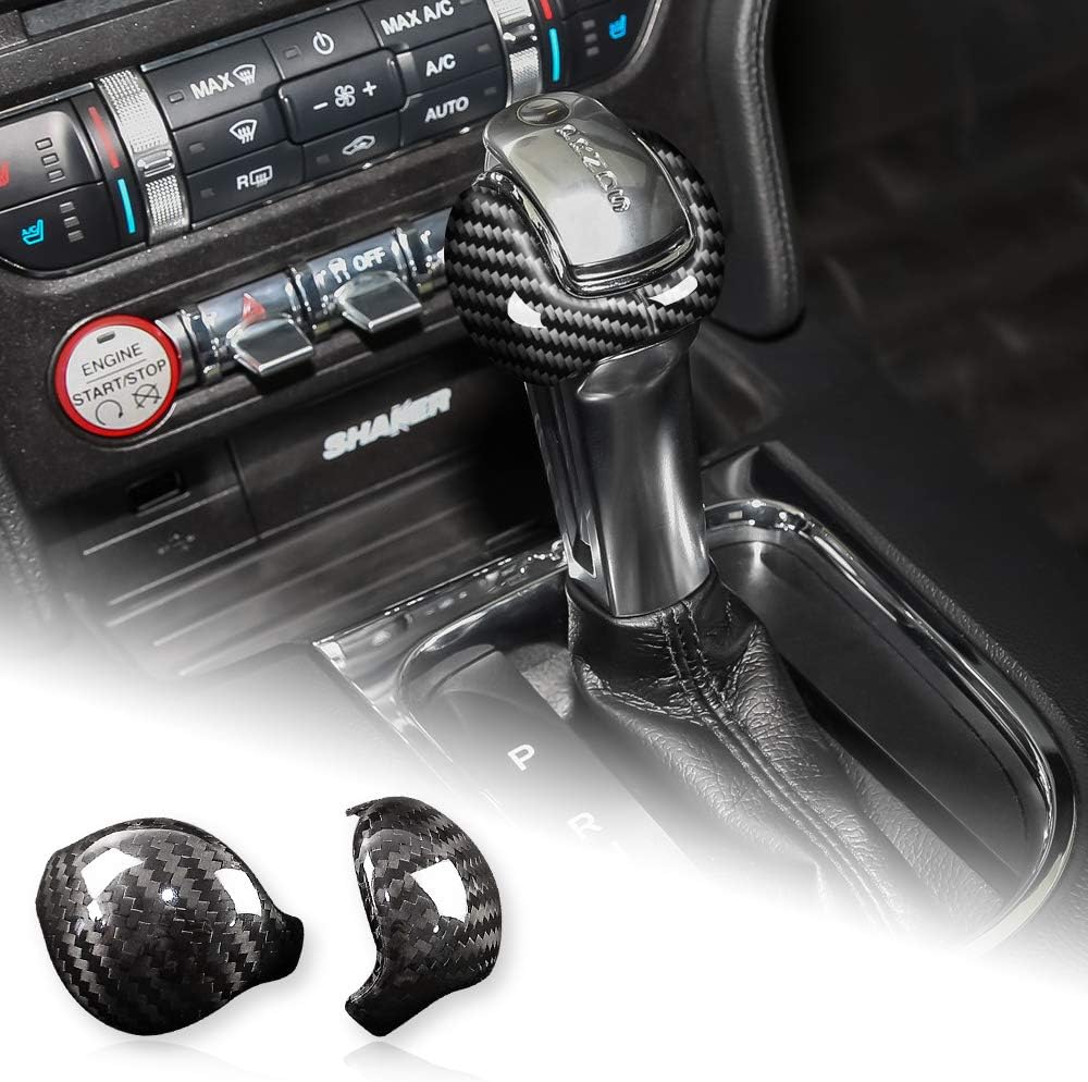 AIRSPEED Car Gear Shift Knob Cover Interior Accessories Sticker for Ford Mustang 2015-2022 Automatic, Carbon Fiber