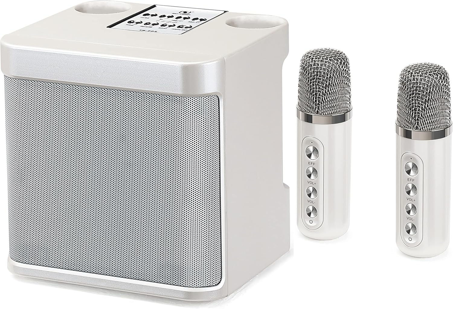 Rechargeable Speaker and Microphone Set, 1pc HD Sound Speaker and 2pcs Voice Changing Microphones Set, Portable Hi-Quality Deep Bass Stereo Soundbox (Black/red) Pack of 2