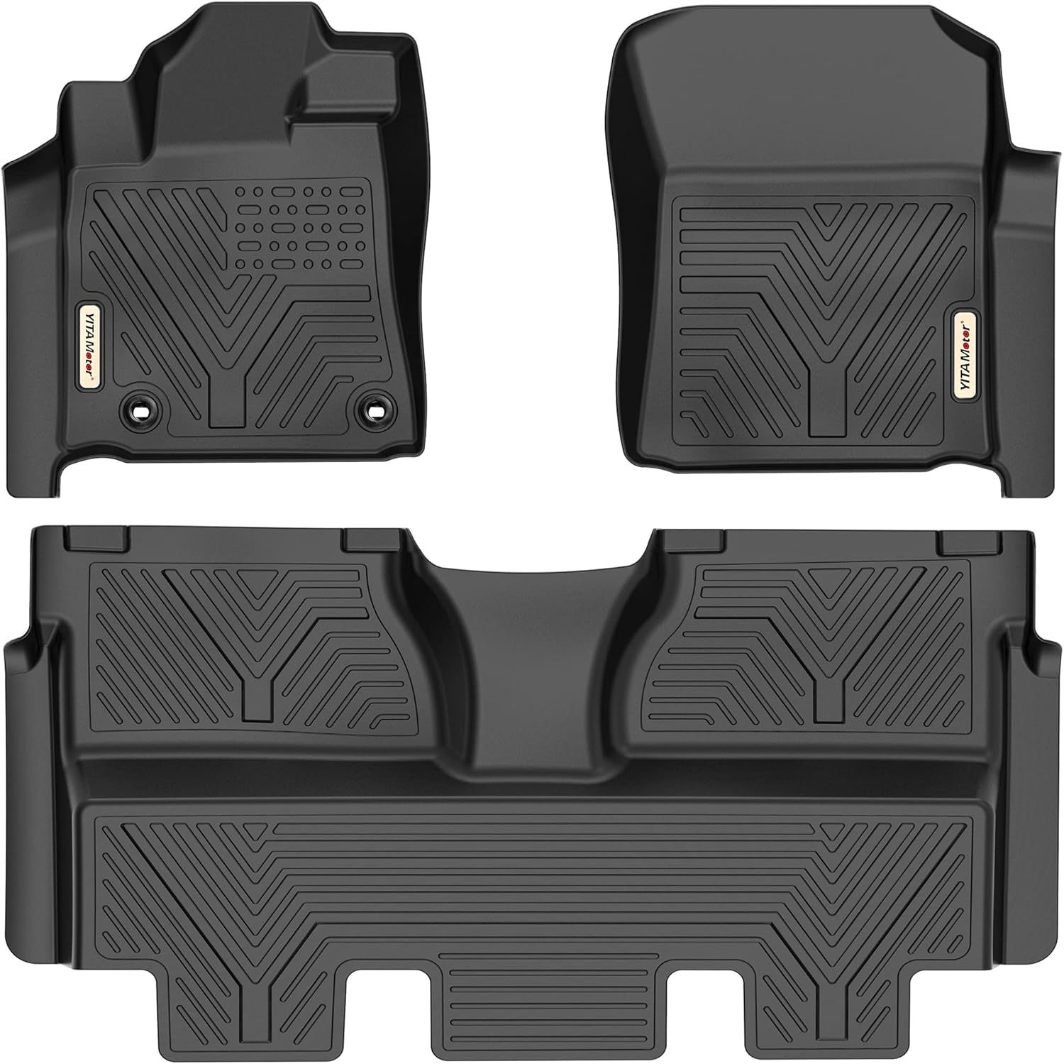 YITAMOTOR Floor Mats Compatible with Toyota Tundra, Custom Fit Floor Liners for 2014-2021 Toyota Tundra Double Cab & Crew Max Cab, 1st & 2nd Row All Weather Protection , Black