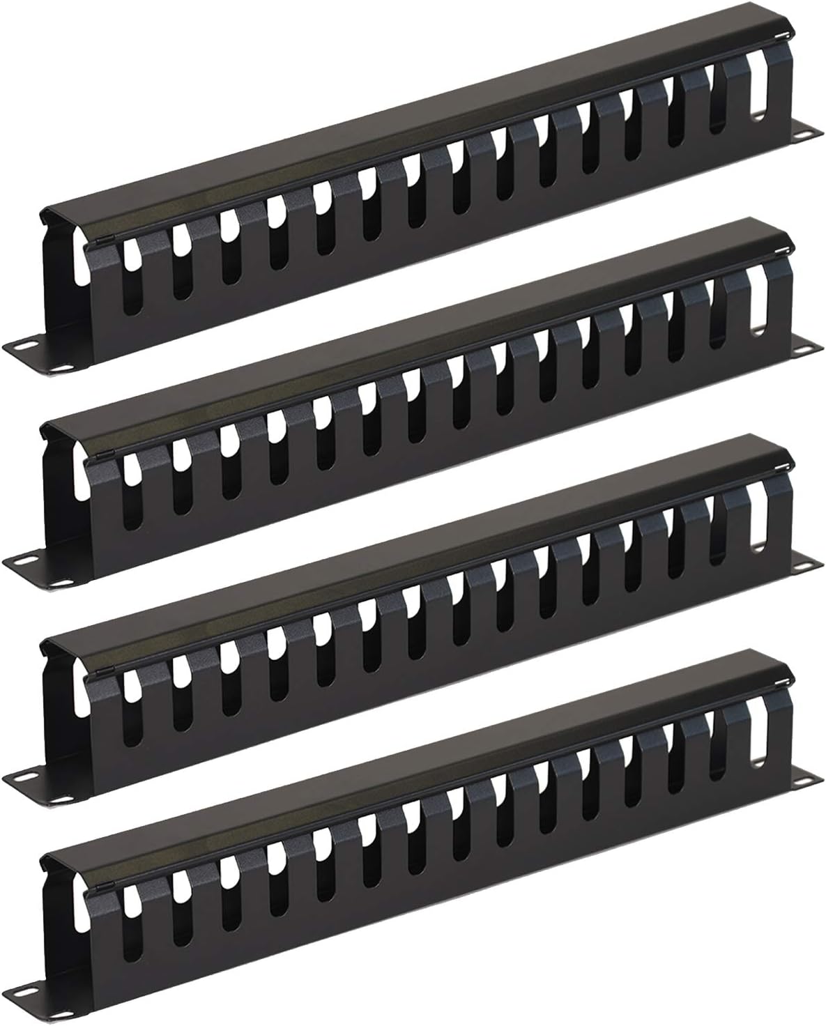 Aeons 1U Horizontal 19-inch Server Rack Mount Cable Management Raceway Duct Panel Cover Metal Black 4-Pack Pack of 2